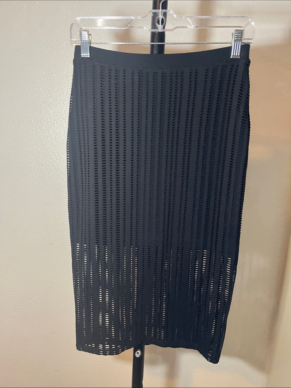 Alexander Wang Black Layered Pencil Midi Skirt